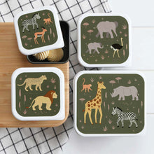Φόρτωση εικόνας στο εργαλείο προβολής Συλλογής, A little lovely company Σετ 4 δοχεία φαγητού Lunch & Snack Box Savanna